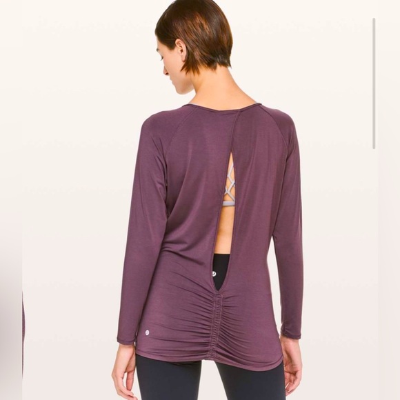 Lululemon Deep Stretch Long Sleeve Cinch Arctic Plum Purple Top Top sz 6 W3BHDS - Picture 1 of 9